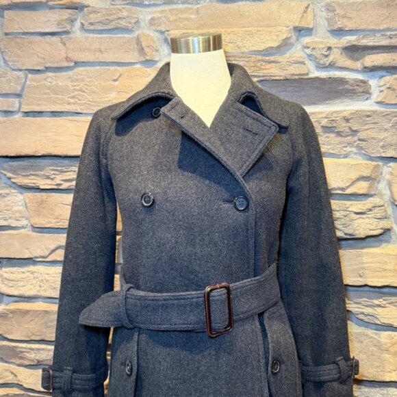 J.Crew Stadium Cloth Nello Gori Gray Wool Blend Belted Trench Coat - Picture 2 of 13